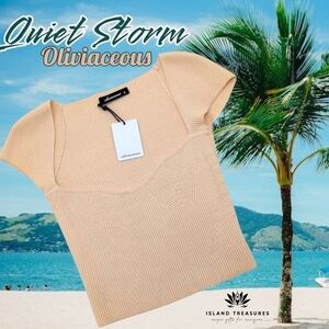 NWT Quiet Storm Olivaceous Kira Knit Tan Cable Sweater Women Size M